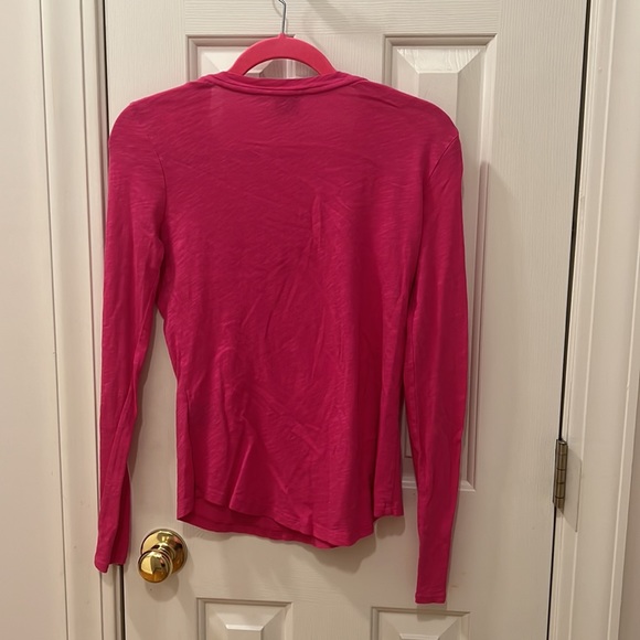 Pink Vneck Ralph Lauren Sport Long Sleeve Tee - Picture 3 of 3